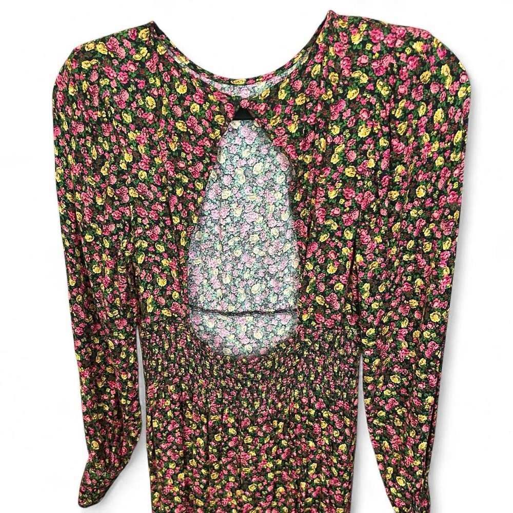 Floral Long Sleeve Maxi Dress in Black and Pink - Picture 7 of 12